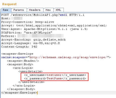 Initial Request with username and password
