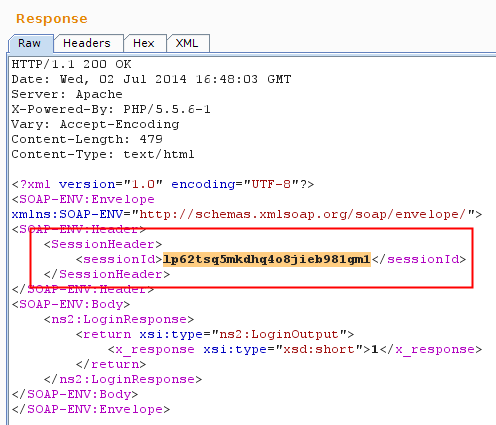 Initial Response with sessionid in response