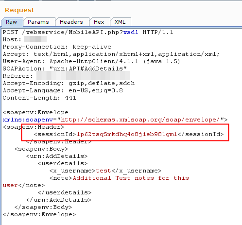 Next request with inital sessionid added as header