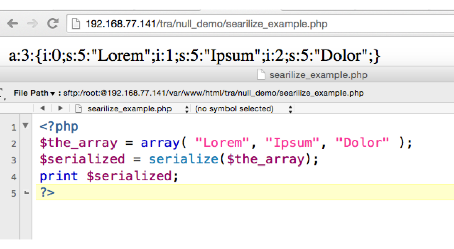 Example Serialize 3 char string array