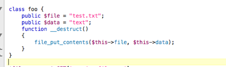 Destruct with file_put_contents