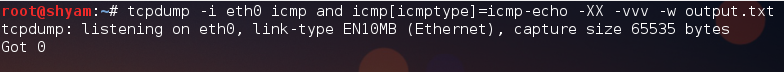 tcpdump at recieving end