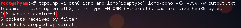 tcpdump capturing packet