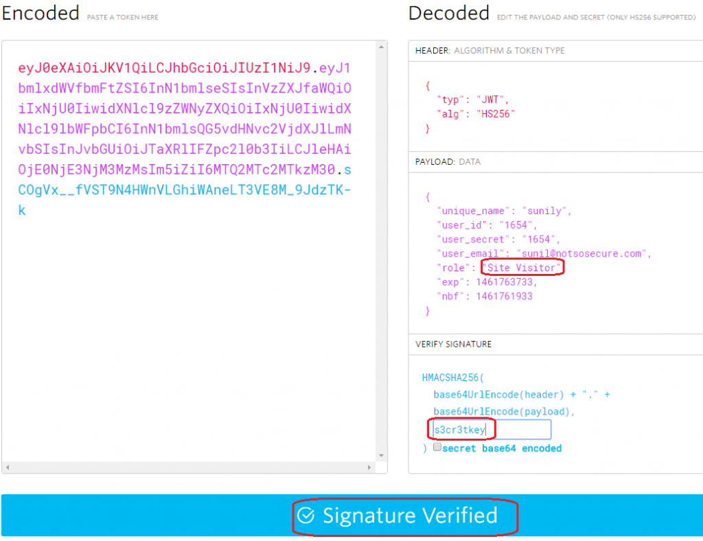 Signature corresponding the right key was verified